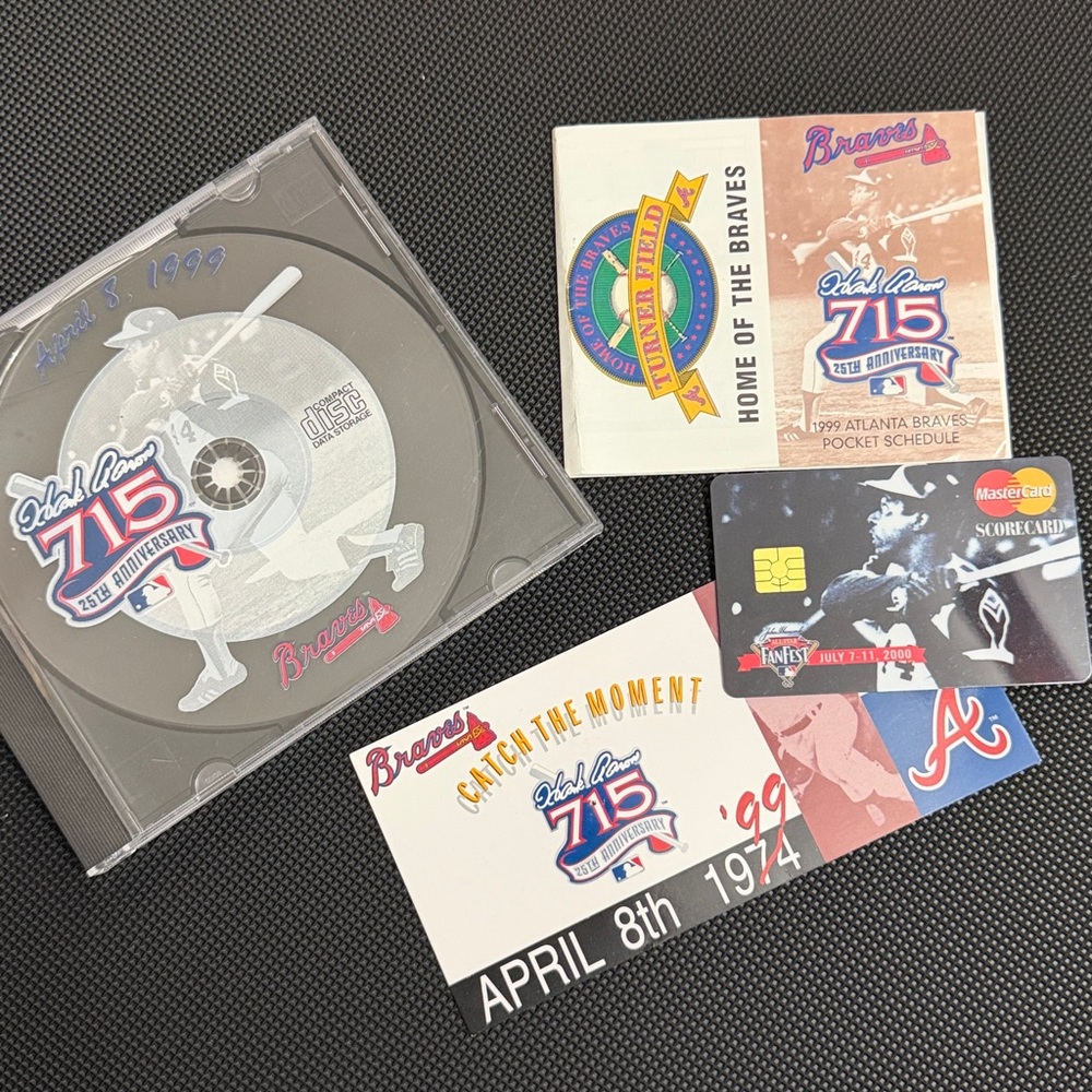 Vintage Atlanta Braves Hank Aaron 715 25th Anniversary misc items